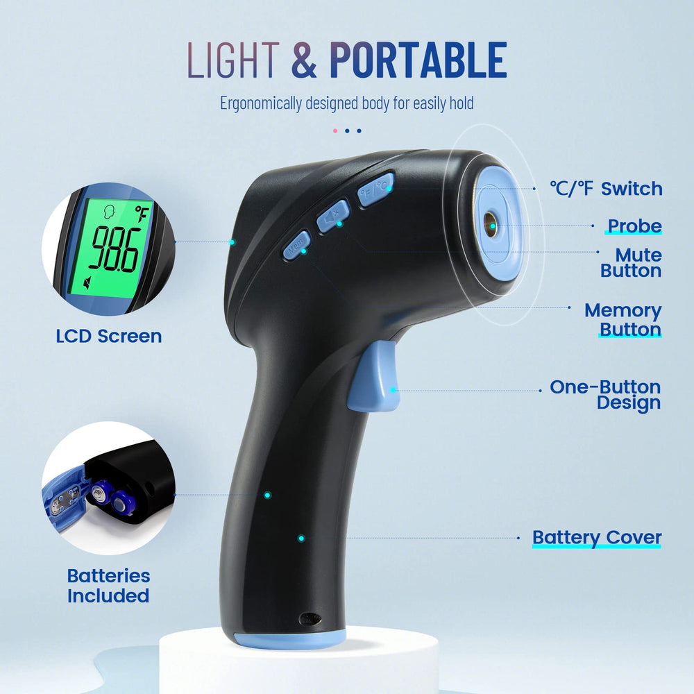 GoodBaby Forehead Thermometer stores up to 35 readings to track family temperature trends.