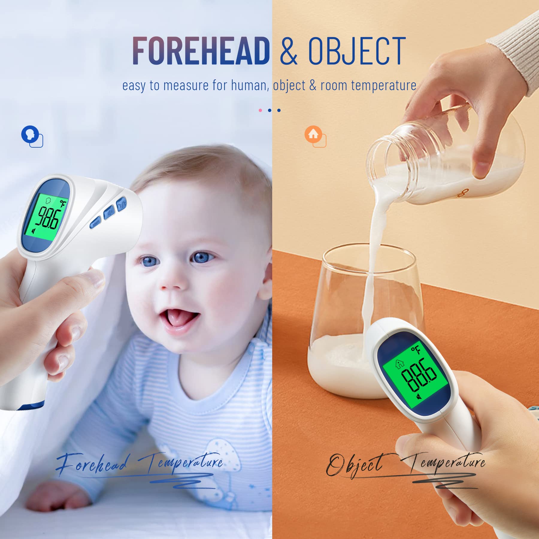 GoodBaby forehead thermometer memory display stores past readings for tracking.