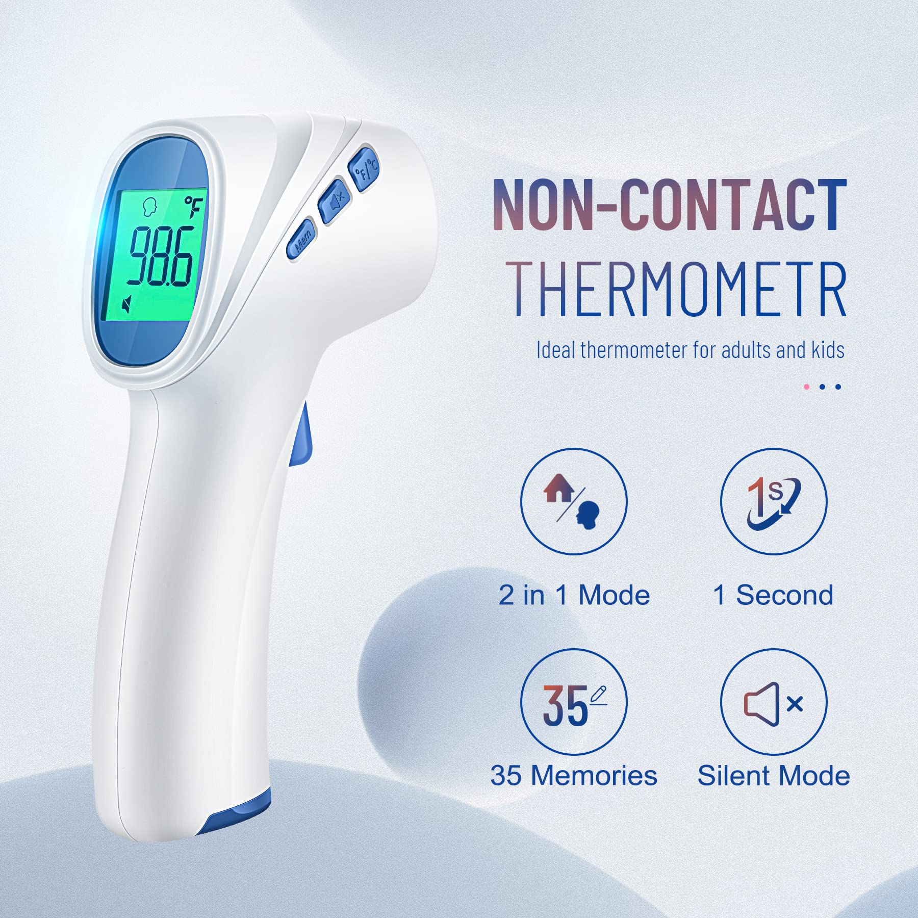 GoodBaby forehead thermometer no-contact use promotes hygienic, safe readings.