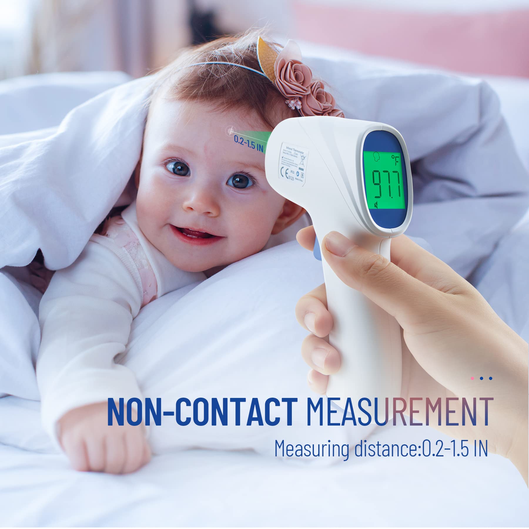 GoodBaby forehead thermometer one-button operation simplifies use for all ages.