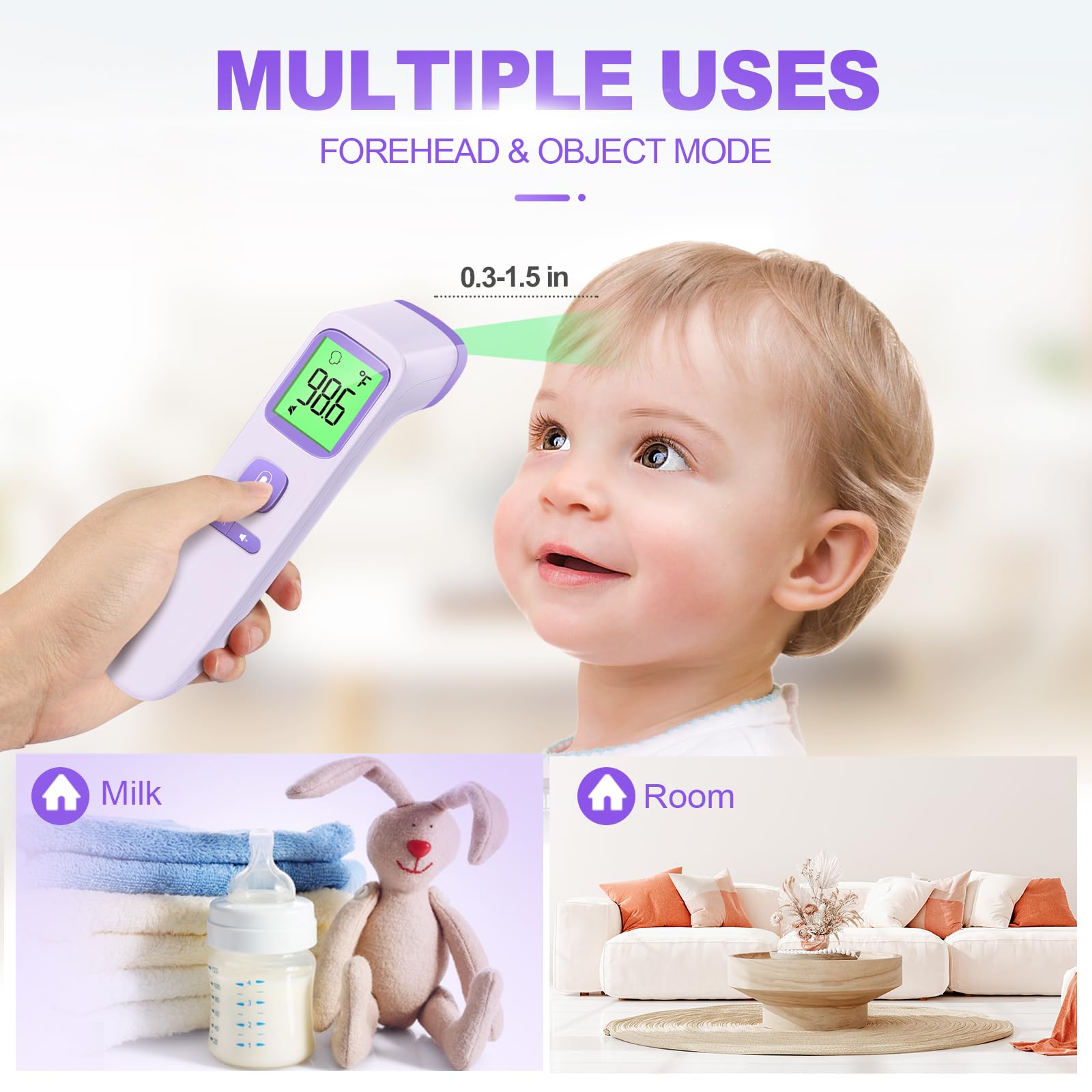 GoodBaby No-Touch Thermometer 2-in-1-mode supports room and object temps.