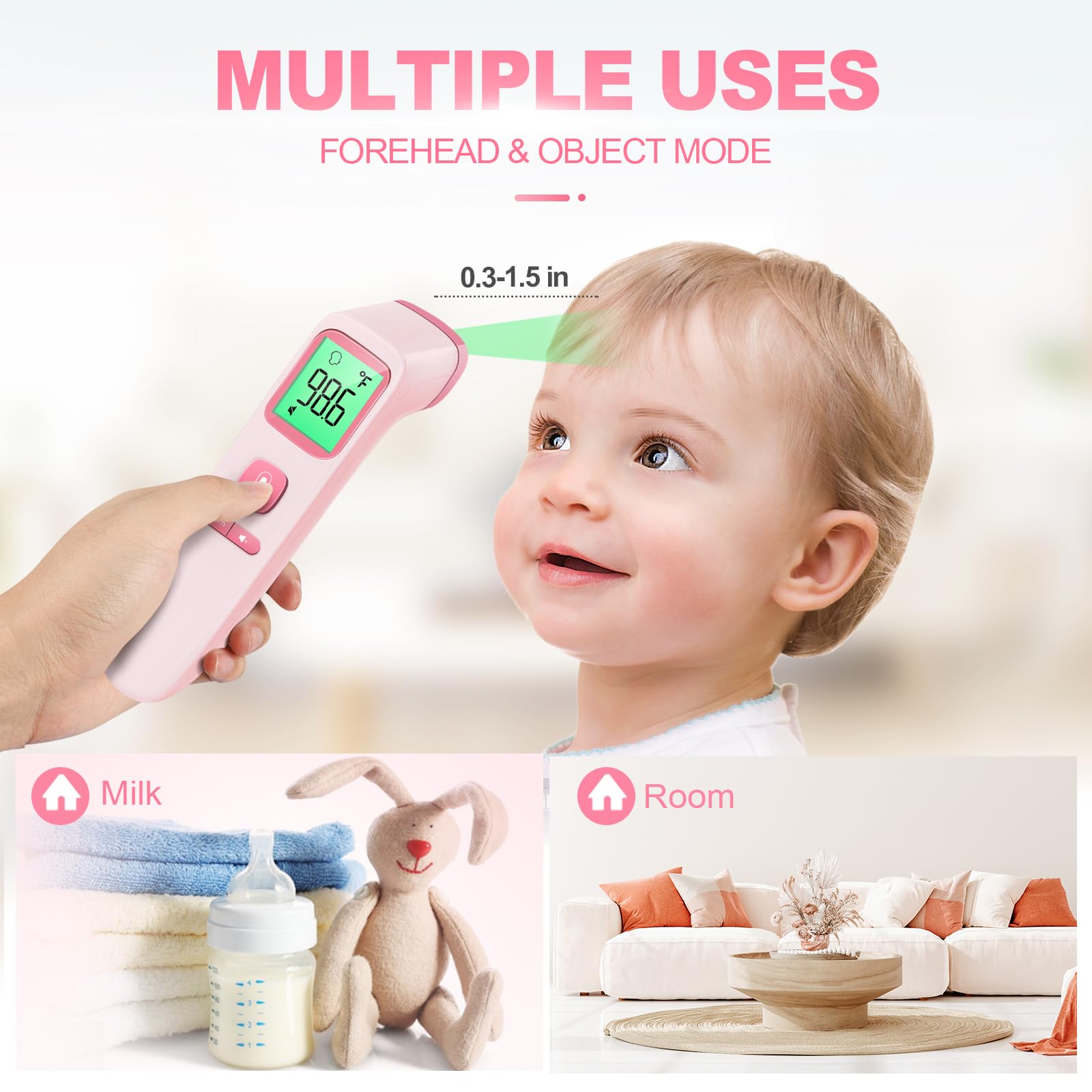 GoodBaby No-Touch Thermometer ergonomic grip enables easy use on kids.
