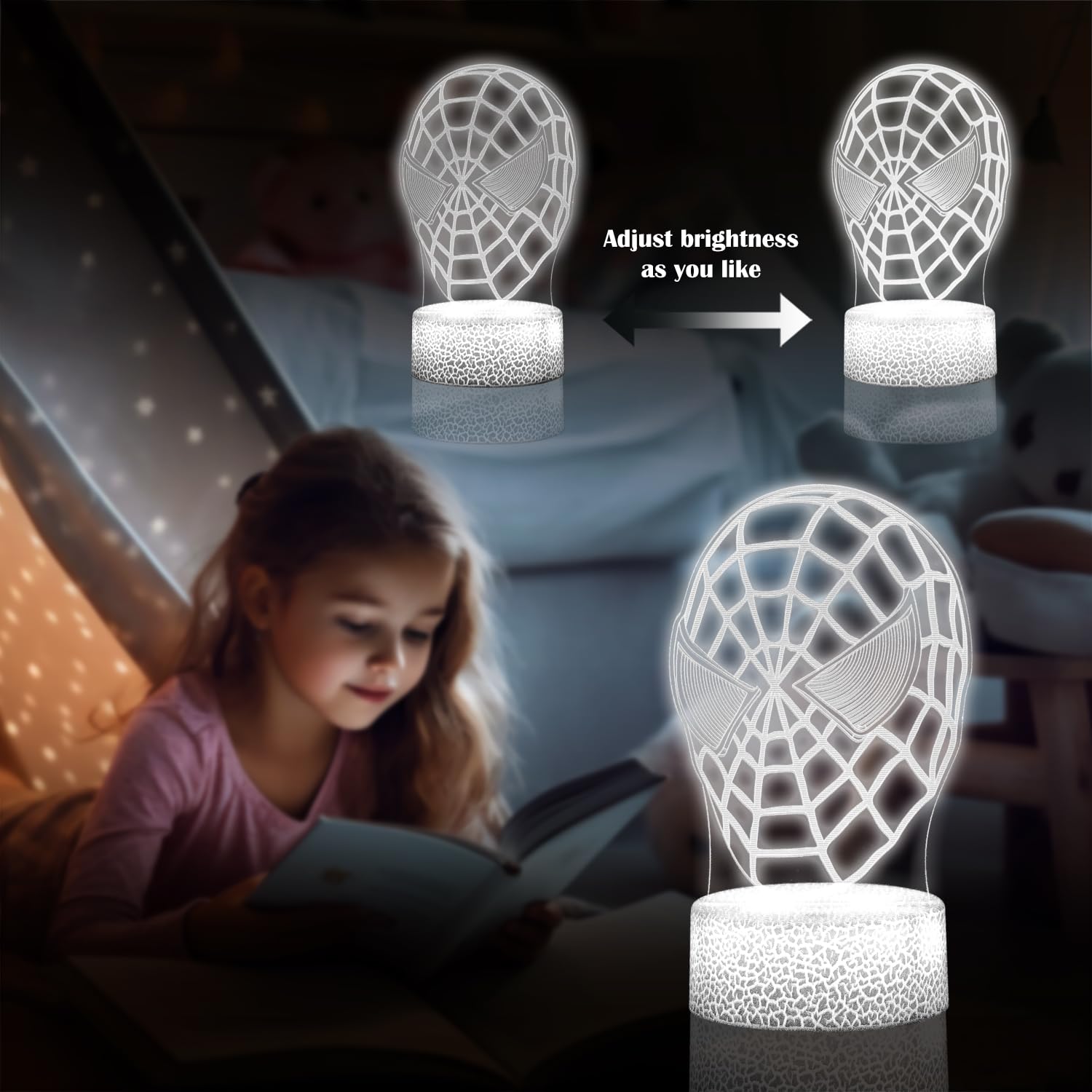 GOODDEYUN 3D Night Light USB cable offers easy charging anywhere.