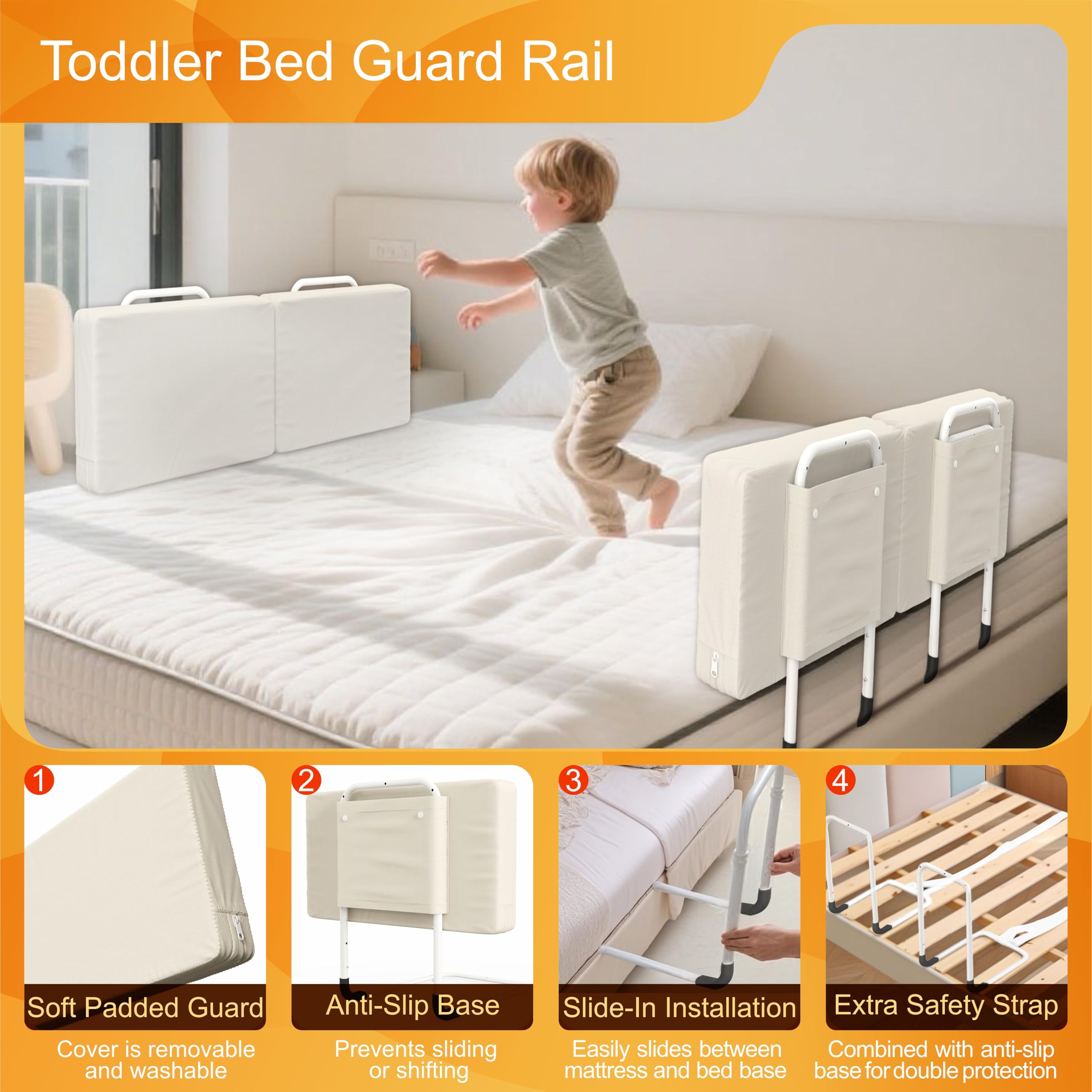 Goodleben bed rail soft foam padding cushions accidental bumps.