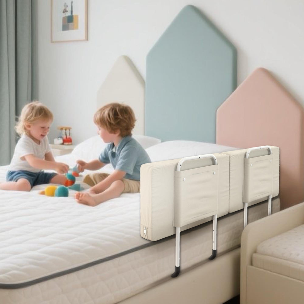Goodleben bed rail toddlers safe-barrier in use provides a stable sleep boundary.