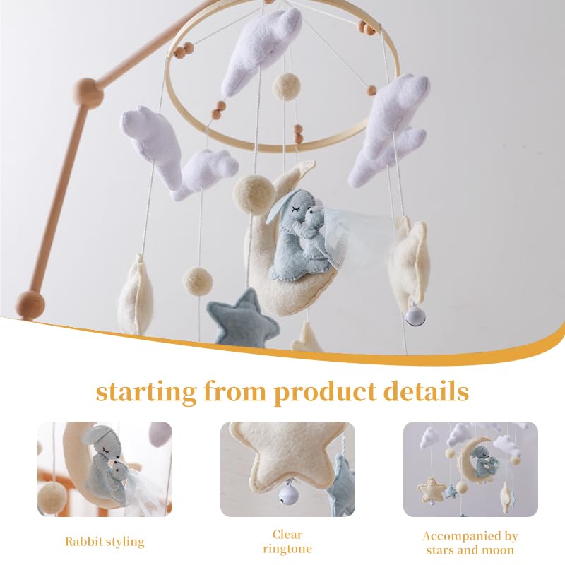GOODMOM Dreaming Bunnies mobile clouds offer soothing visuals for bedtime routines.