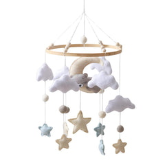 GOODMOM Sleeping Bear Mobile with moon and stars promotes calming bedtime ambiance in the crib.