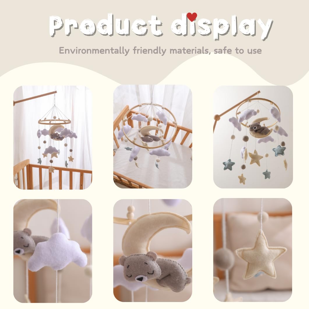 GOODMOM Sleeping Bear Mobile easy-assembly design simplifies setup for busy parents.