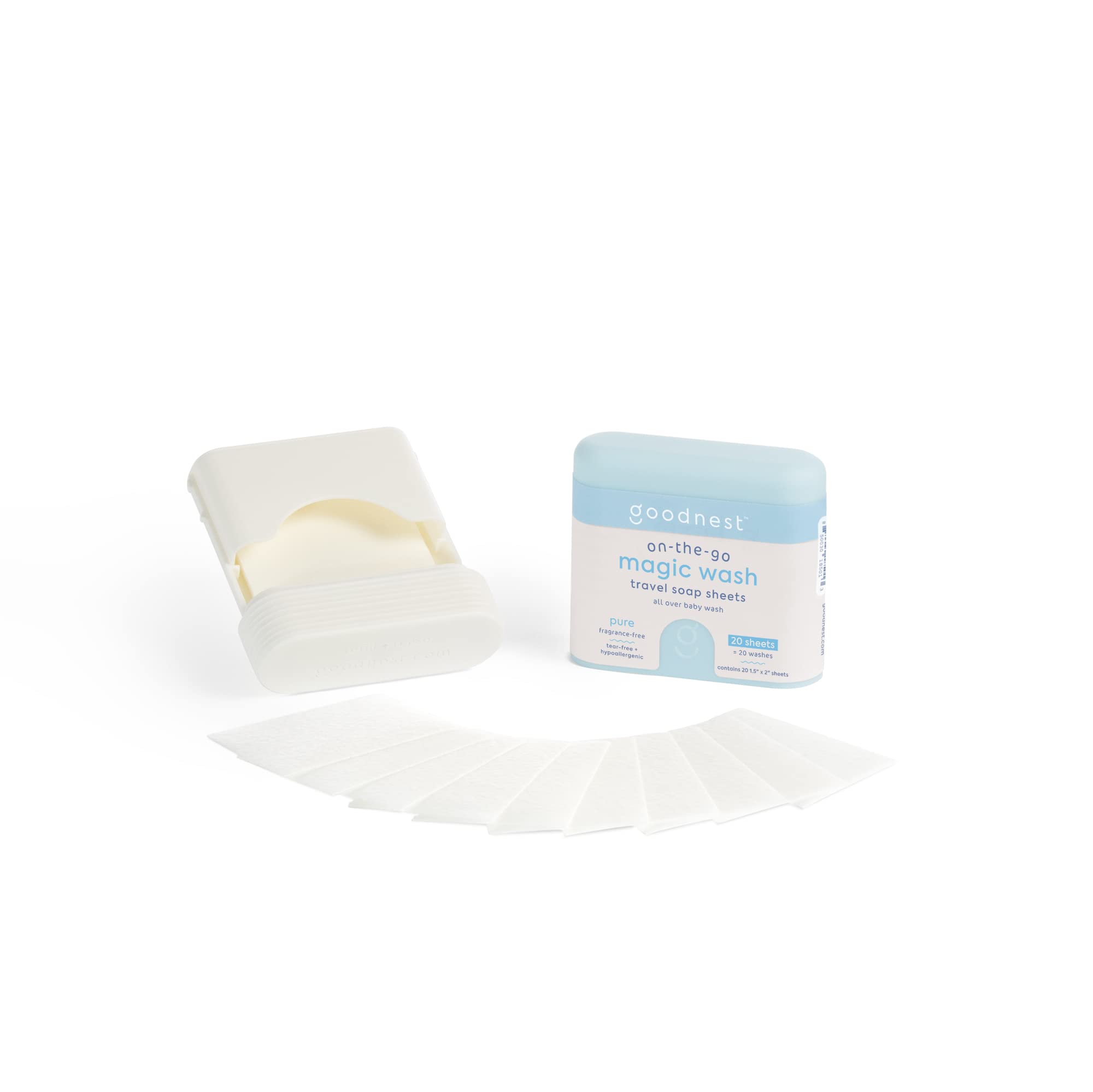Goodnest Baby Travel Soap Sheets refill silicone carrier shown for eco-friendly refills.