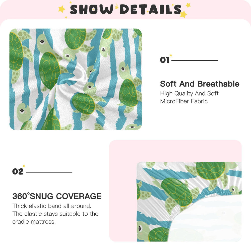 GOODOLD Sea Turtle crib sheet skin-friendly fabric supports gentle baby sleep.