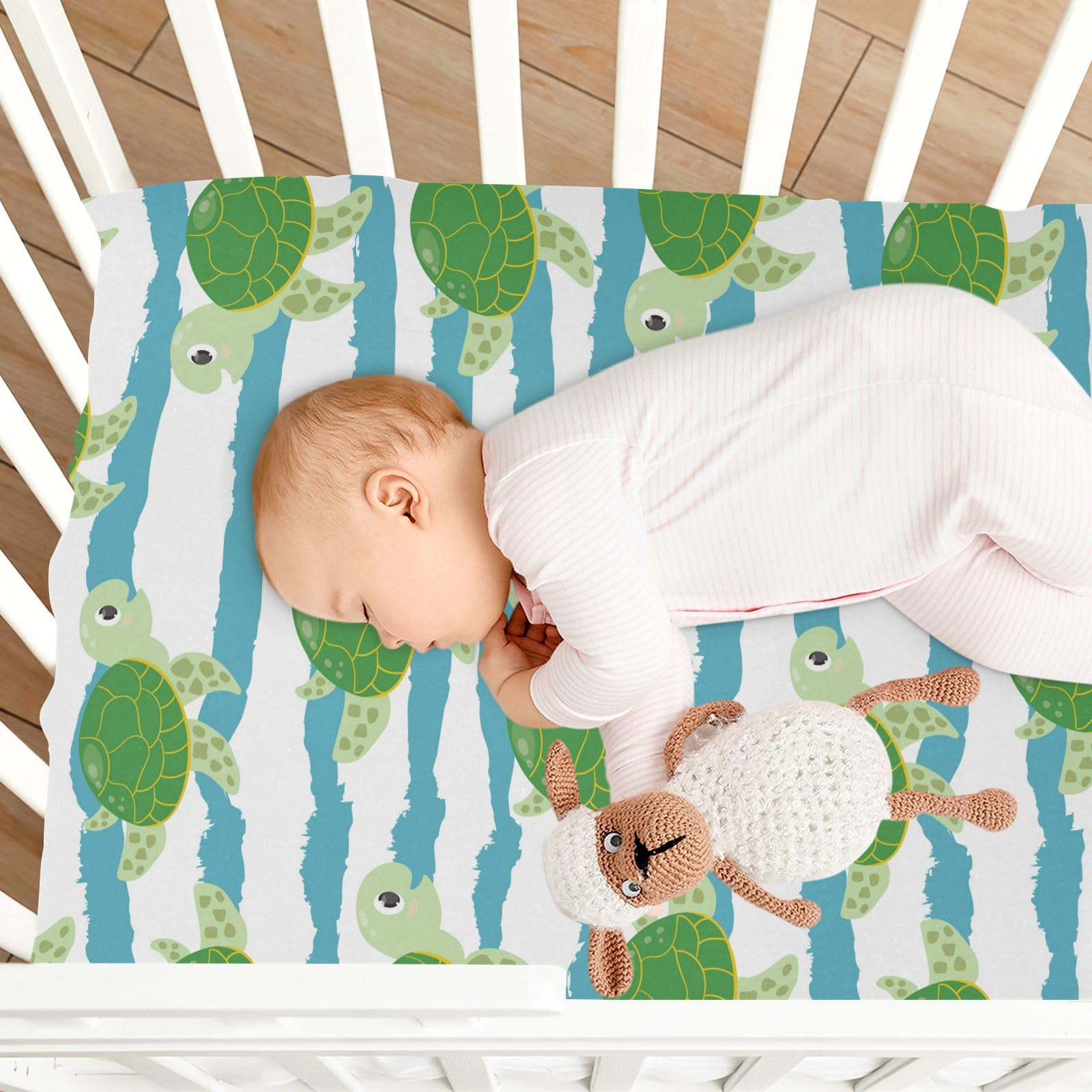 GOODOLD Sea Turtle crib sheet packaging included, ready for gifting.