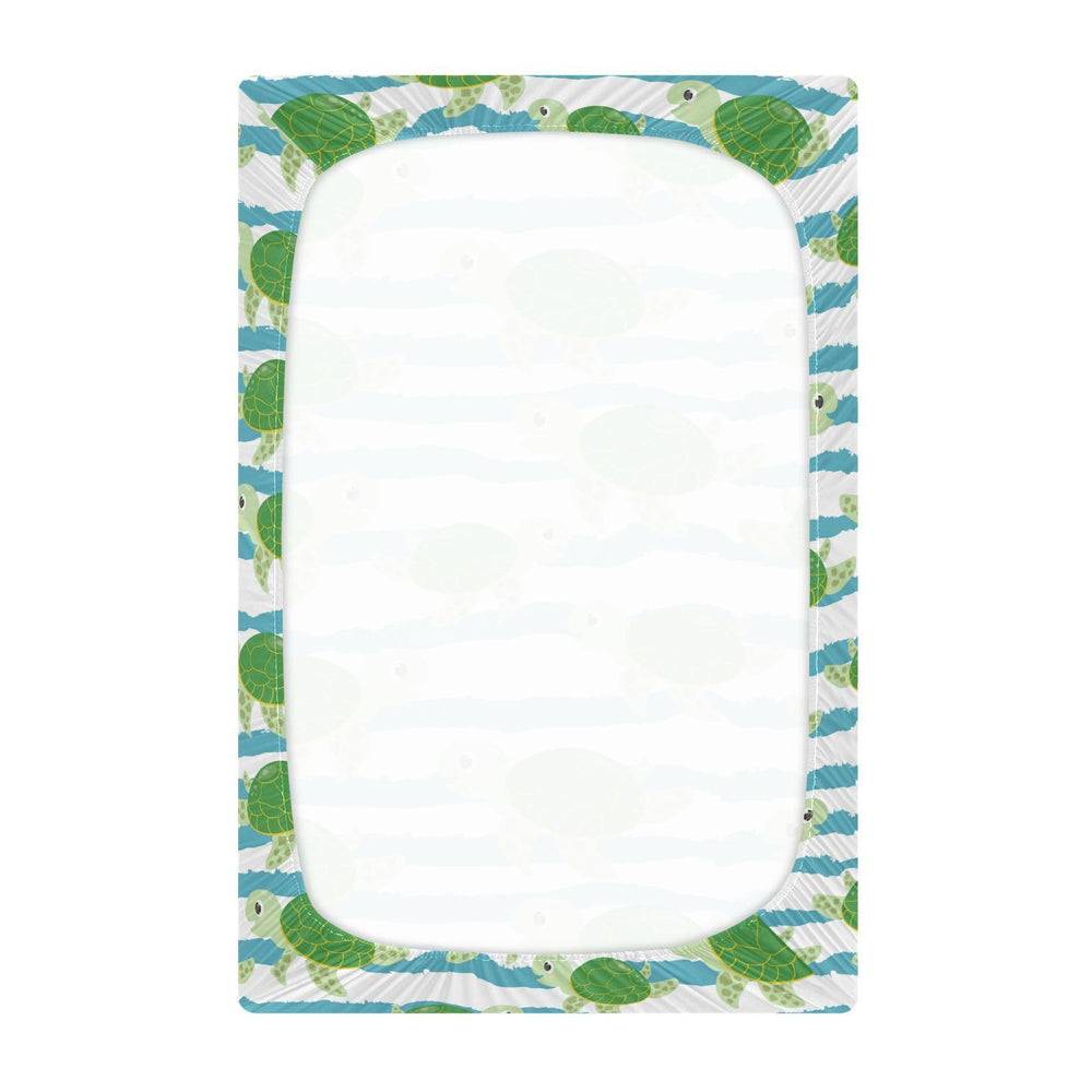 GOODOLD Sea Turtle crib sheet portable packable design ideal for trips.