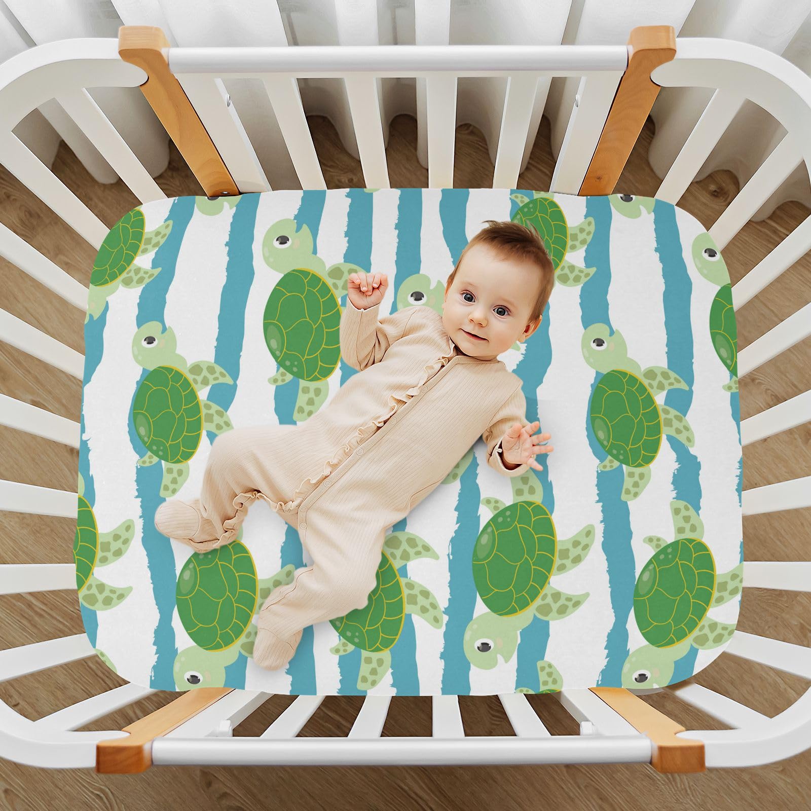 GOODOLD Sea Turtle crib sheet washing care instructions simplify routine maintenance.