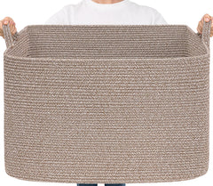 Goodpick 105L large woven basket with blankets for spacious, tidy living room storage.