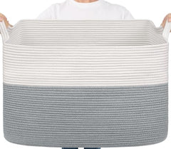 Goodpick 105L woven blanket basket front view supports nursery organization and living room styling
