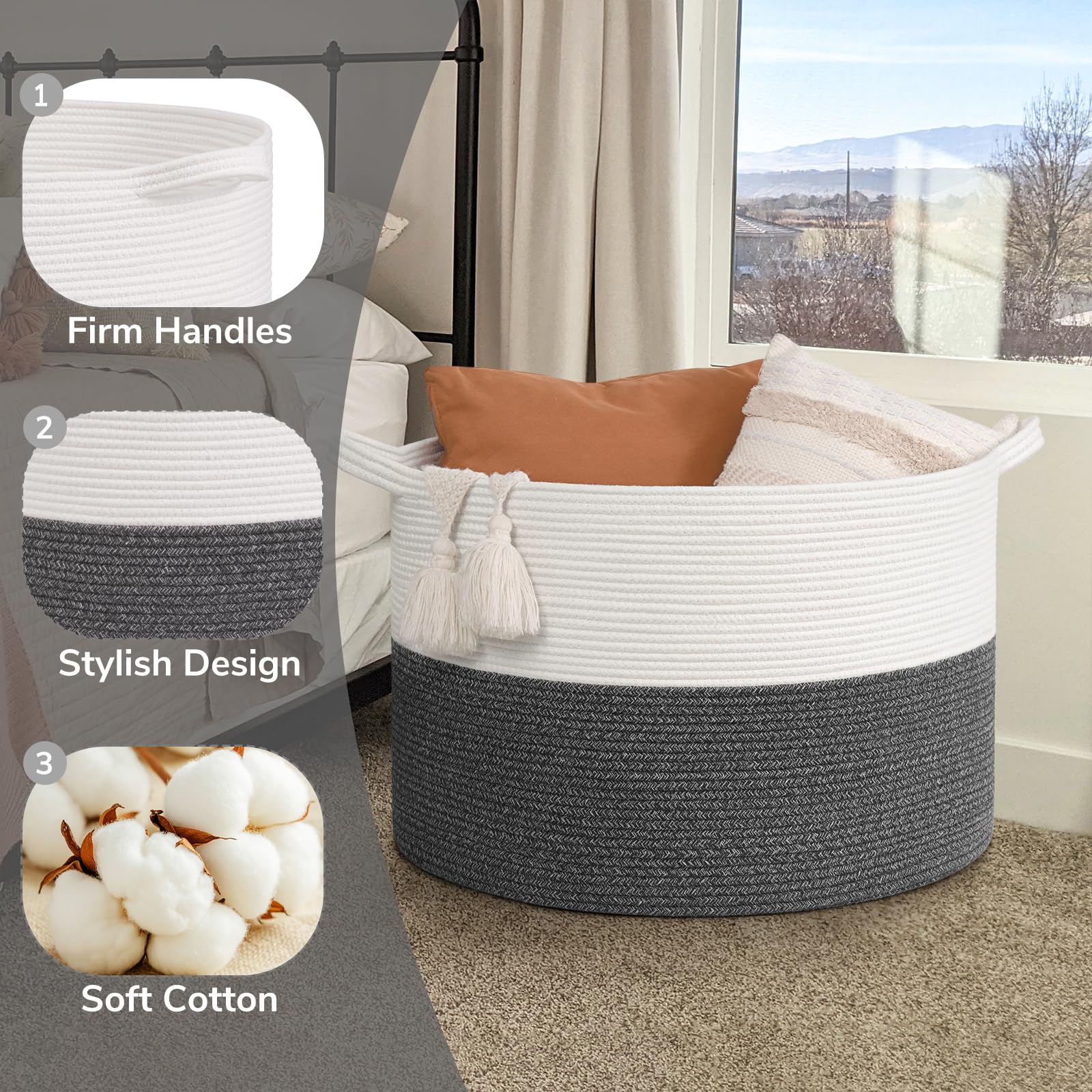 Goodpick 115L folded basket—retains shape when filled with blankets.