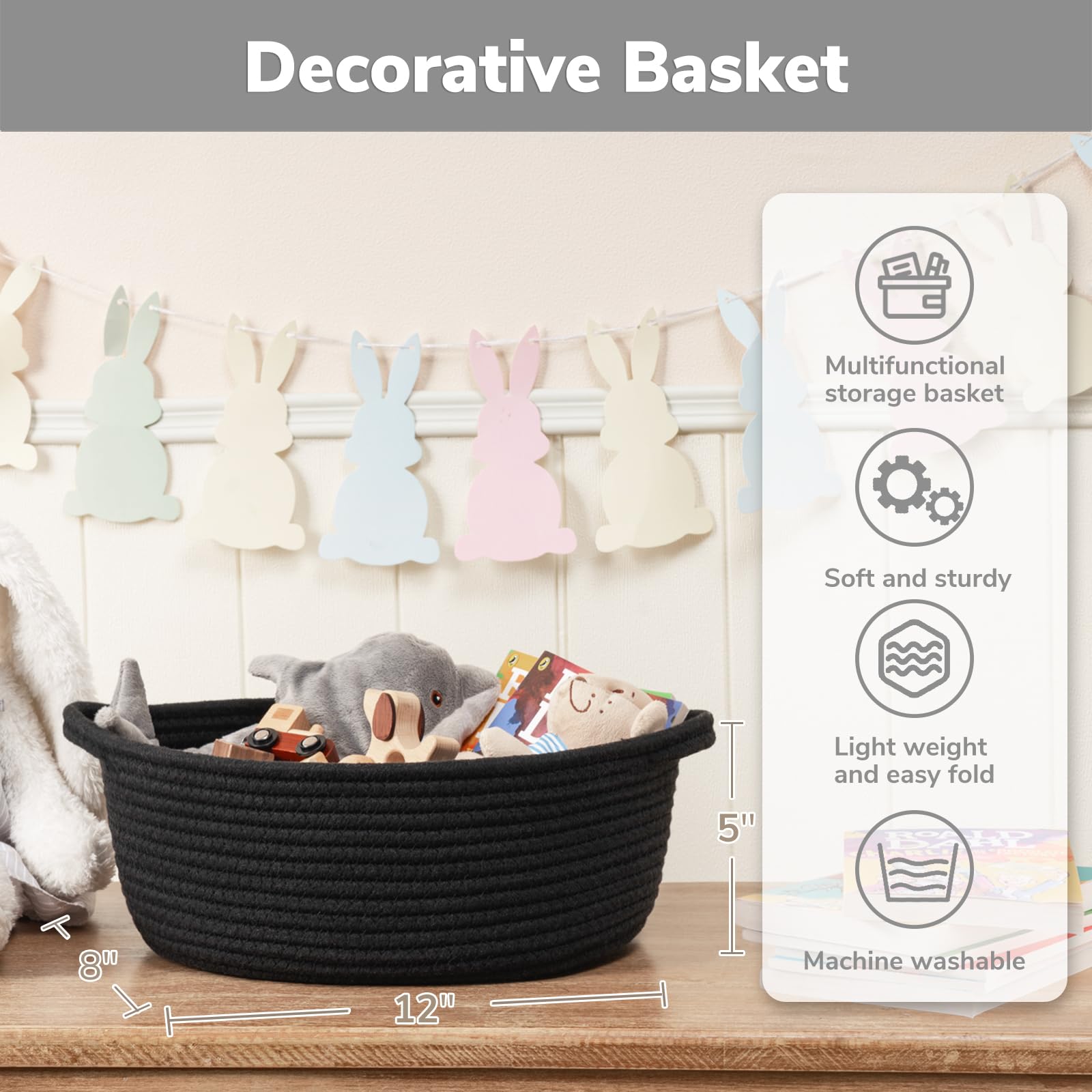 Goodpick 12x8x5 basket fits diapers, towels, and cosmetics neatly.