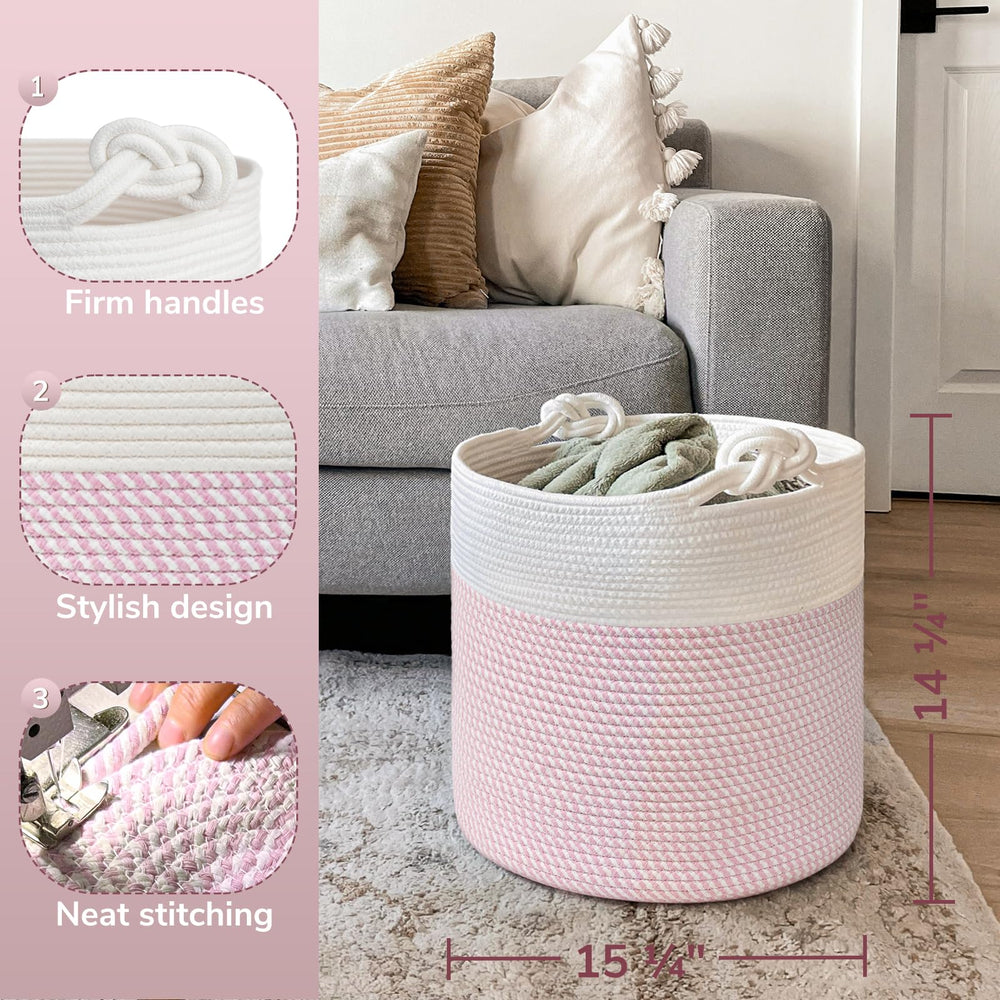 Goodpick Baby Storage Basket pink laundry-basket supports portable laundry organization.