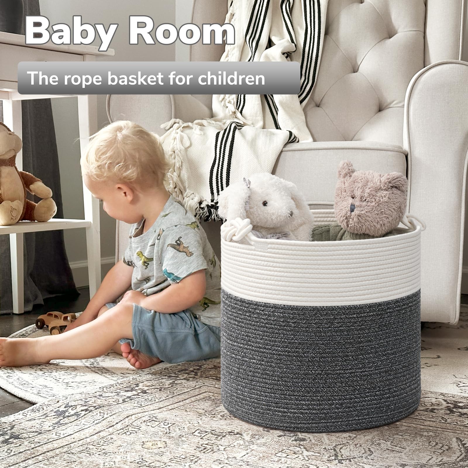 Goodpick Baby Storage Basket side-angle showcases versatile space for clothes and blankets