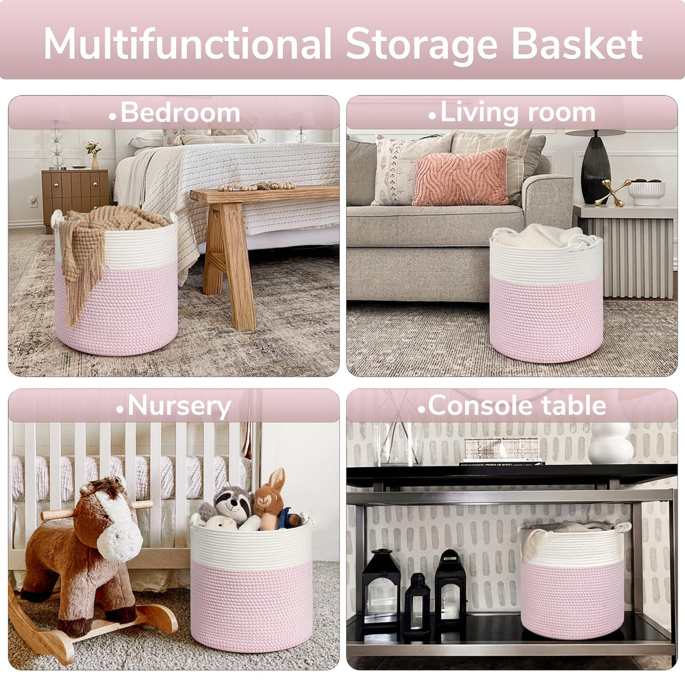 Goodpick Baby Storage Basket pink toy-basket enables quick toy organization.