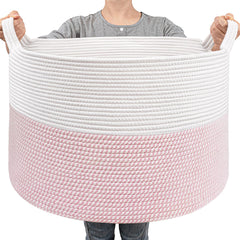 Goodpick large storage basket 22x14 pink for blanket storage in the living room.