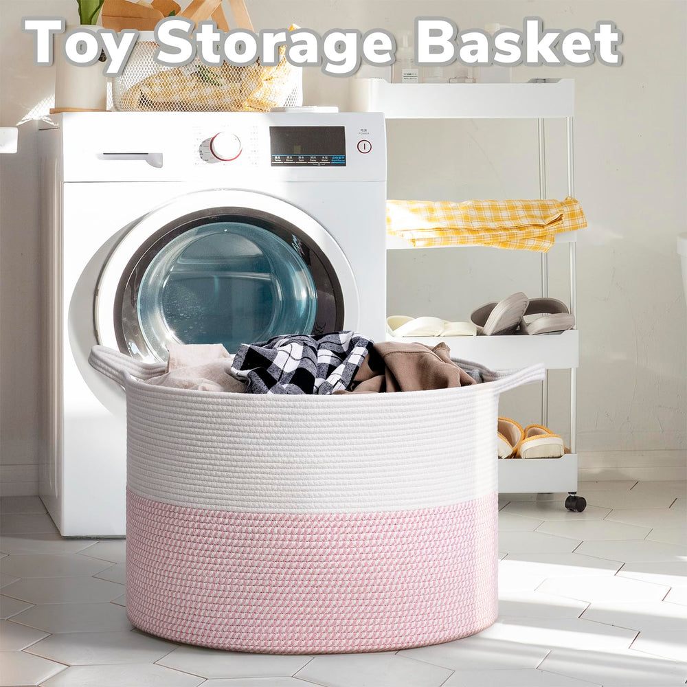 Goodpick pink basket with red carry balls for easy room-to-room transport.