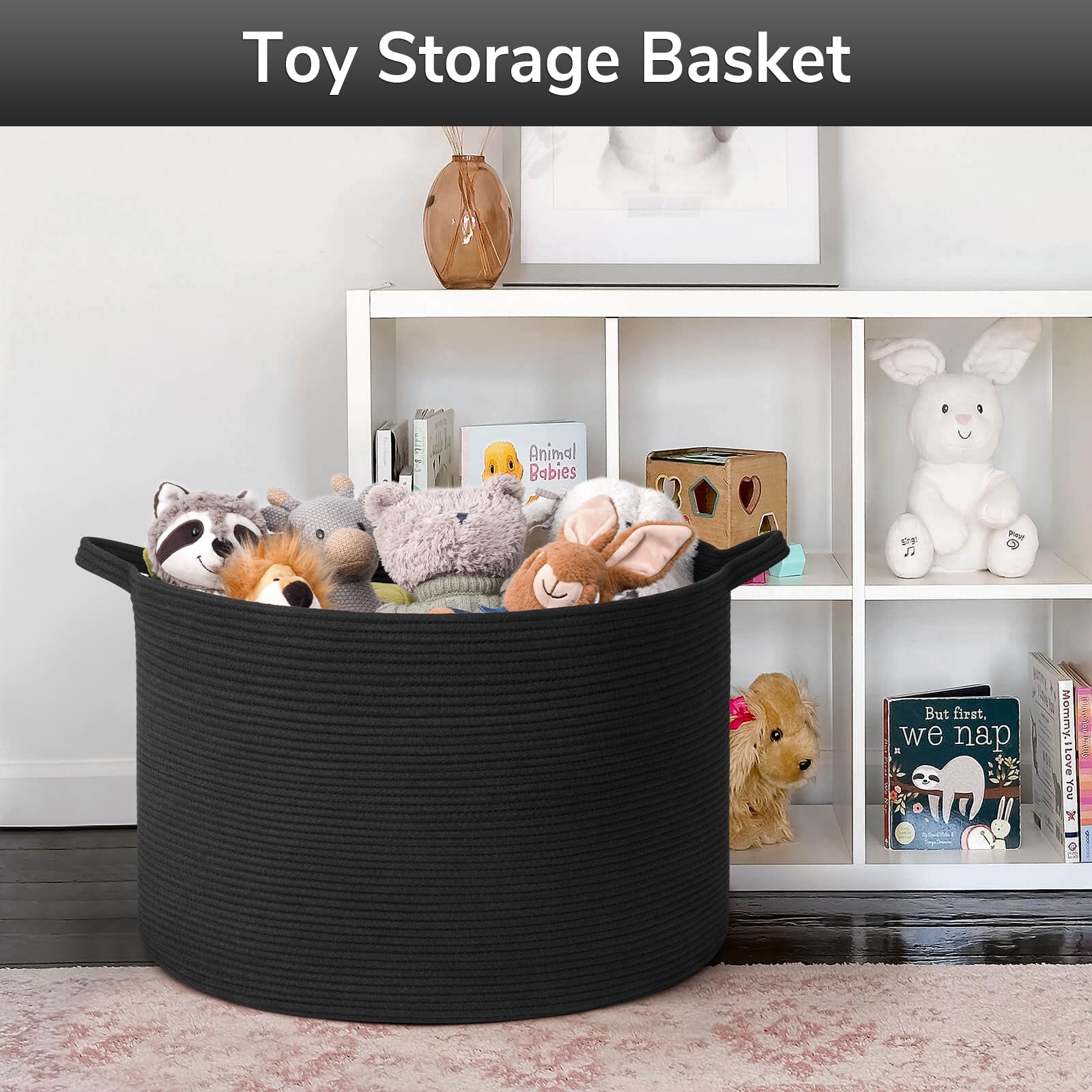 Goodpick basket with red decorative balls enables easy item transport between rooms.