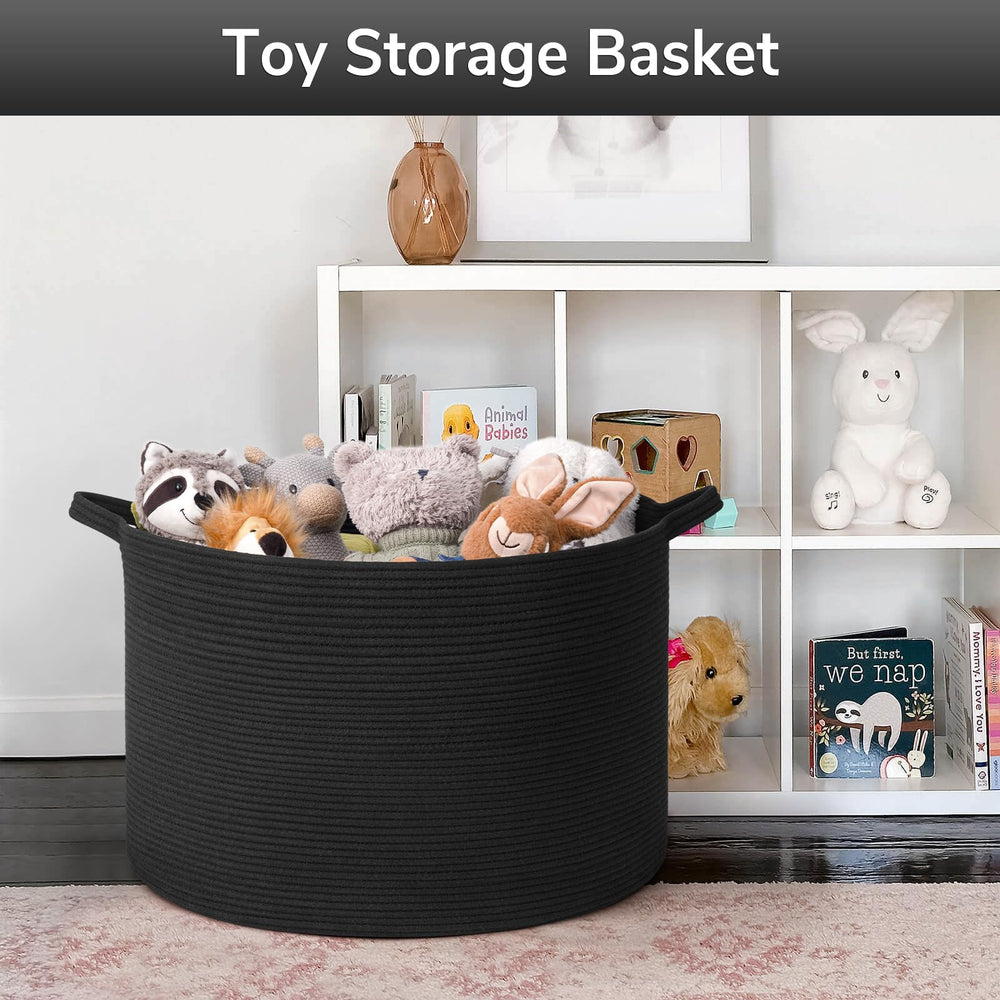 Goodpick basket with red decorative balls enables easy item transport between rooms.
