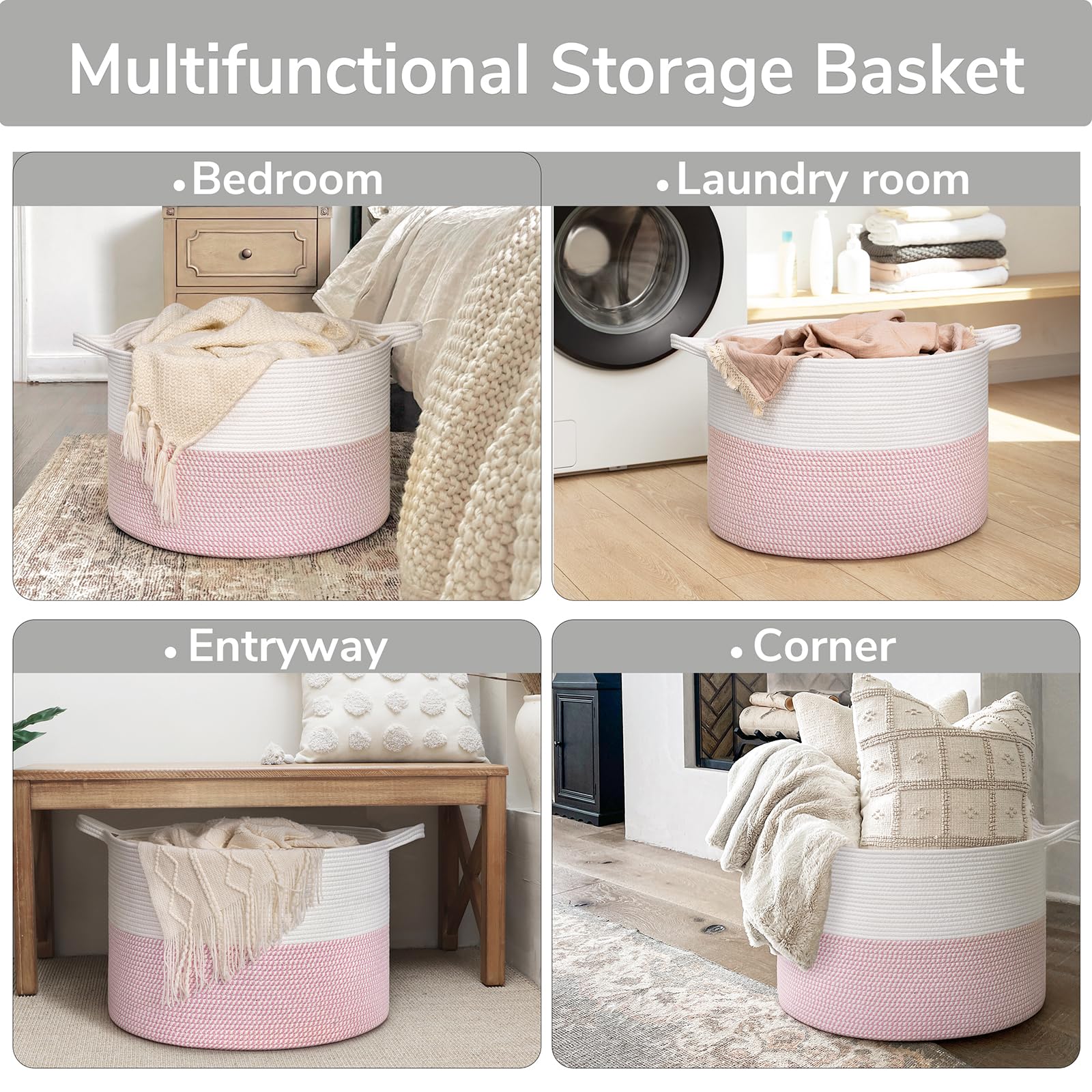 Goodpick large blanket basket pink suitable for gifts or seasonal decor.