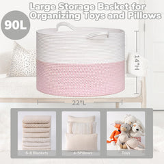 Goodpick pink storage basket adds stylish decor while sorting blankets and clutter.