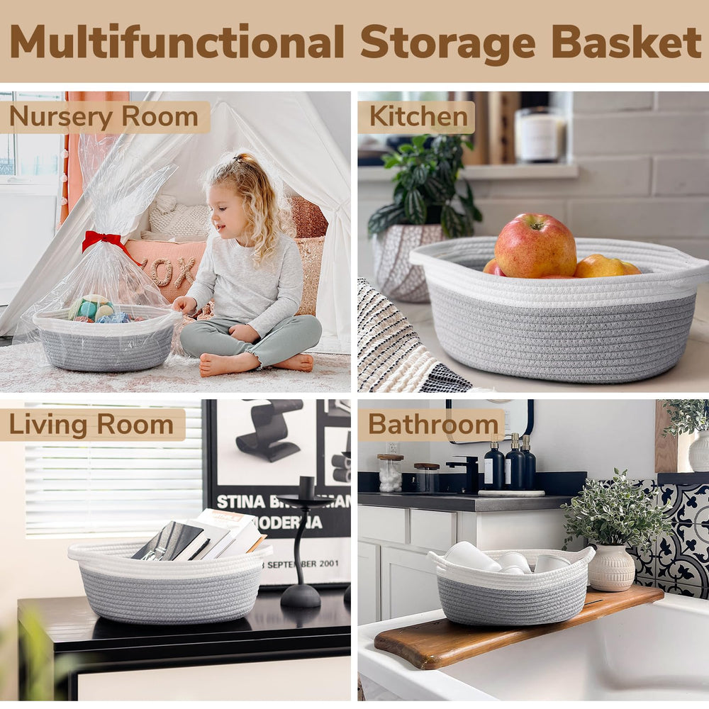 Goodpick basket towels toiletries gray; bathroom organization with a soft, durable weave.