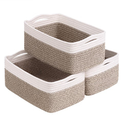 Goodpick rectangular storage basket in white and light brown ideal for organizing toys and remotes.