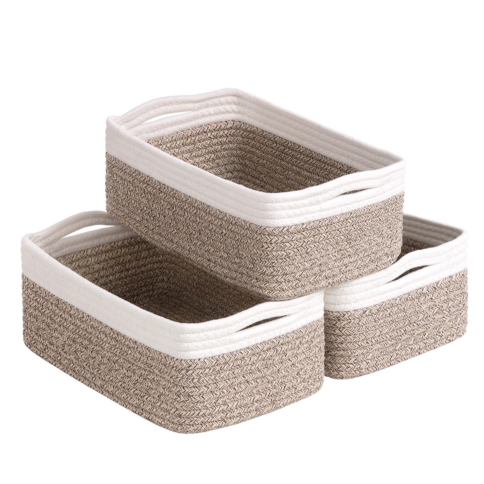 Goodpick rectangular 3-pack baskets help organize essentials with tidy shelves and quick access.