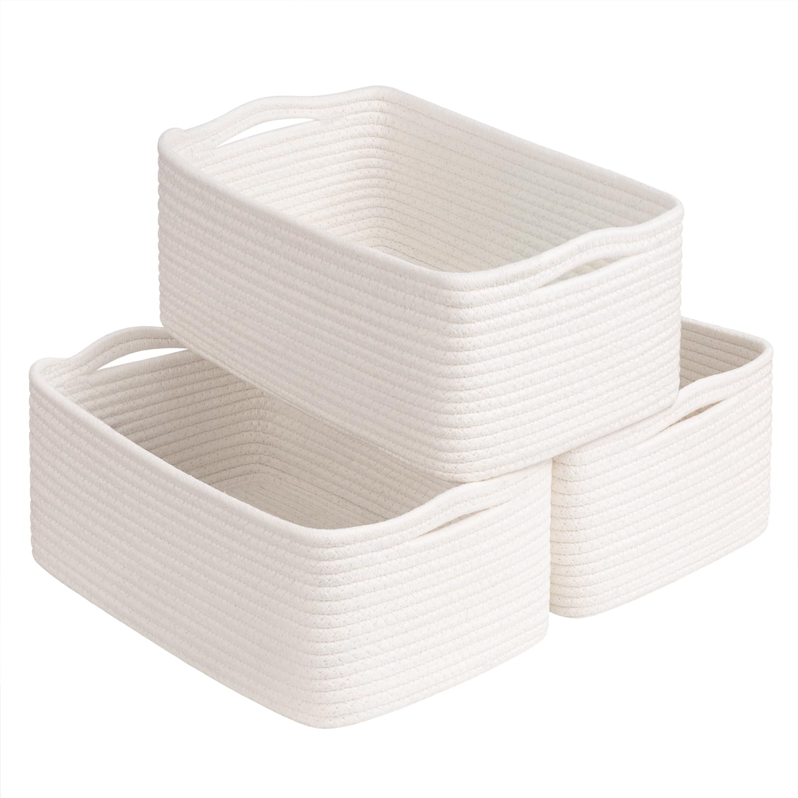 Goodpick baskets 3-pack in white for nursery organization and clutter-free shelves.