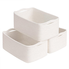 Goodpick baskets 3-pack in white for nursery organization and clutter-free shelves.