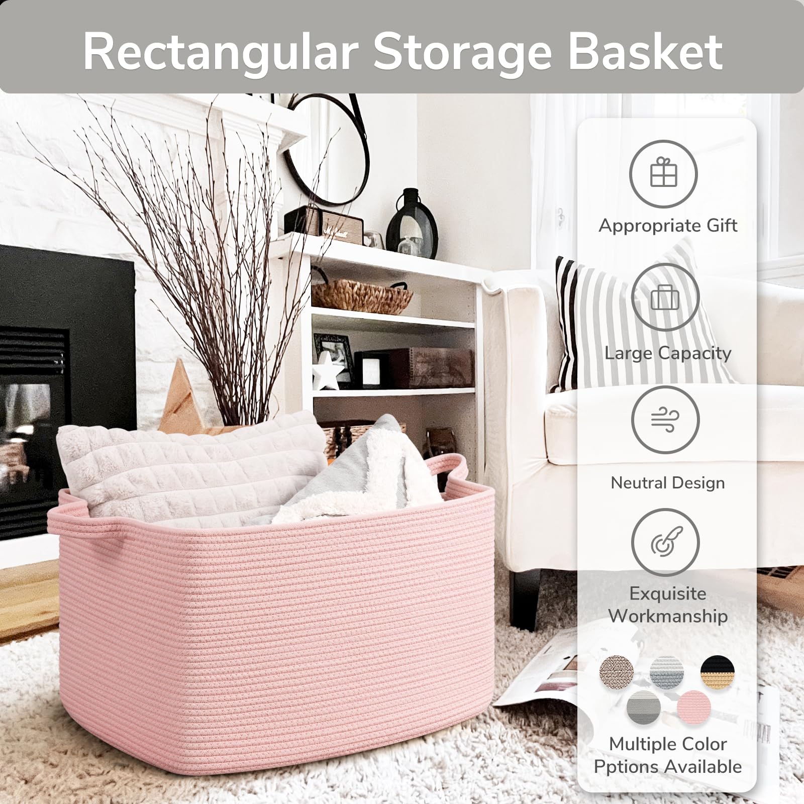 Goodpick bedroom storage basket blends decor with practical laundry storage.