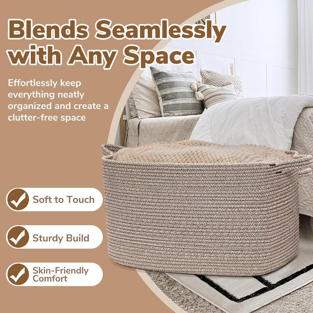 Goodpick Blanket Basket 85L capacity for large items like blankets and laundry.