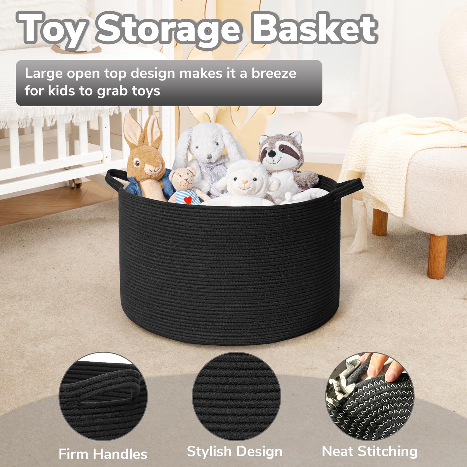 Goodpick blanket storage basket neatly stores blankets and books.