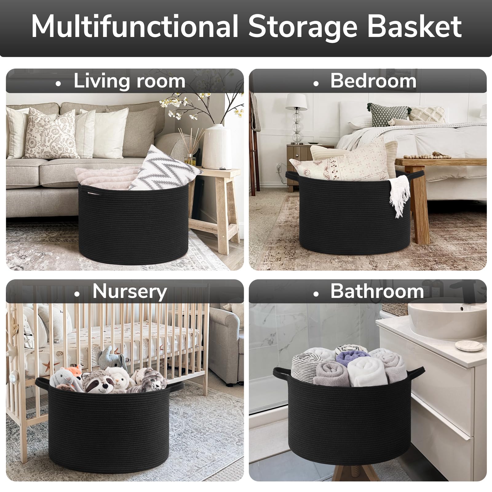 Goodpick Blanket Basket 19.7x12.6 inch dimensions fit blankets and toys neatly