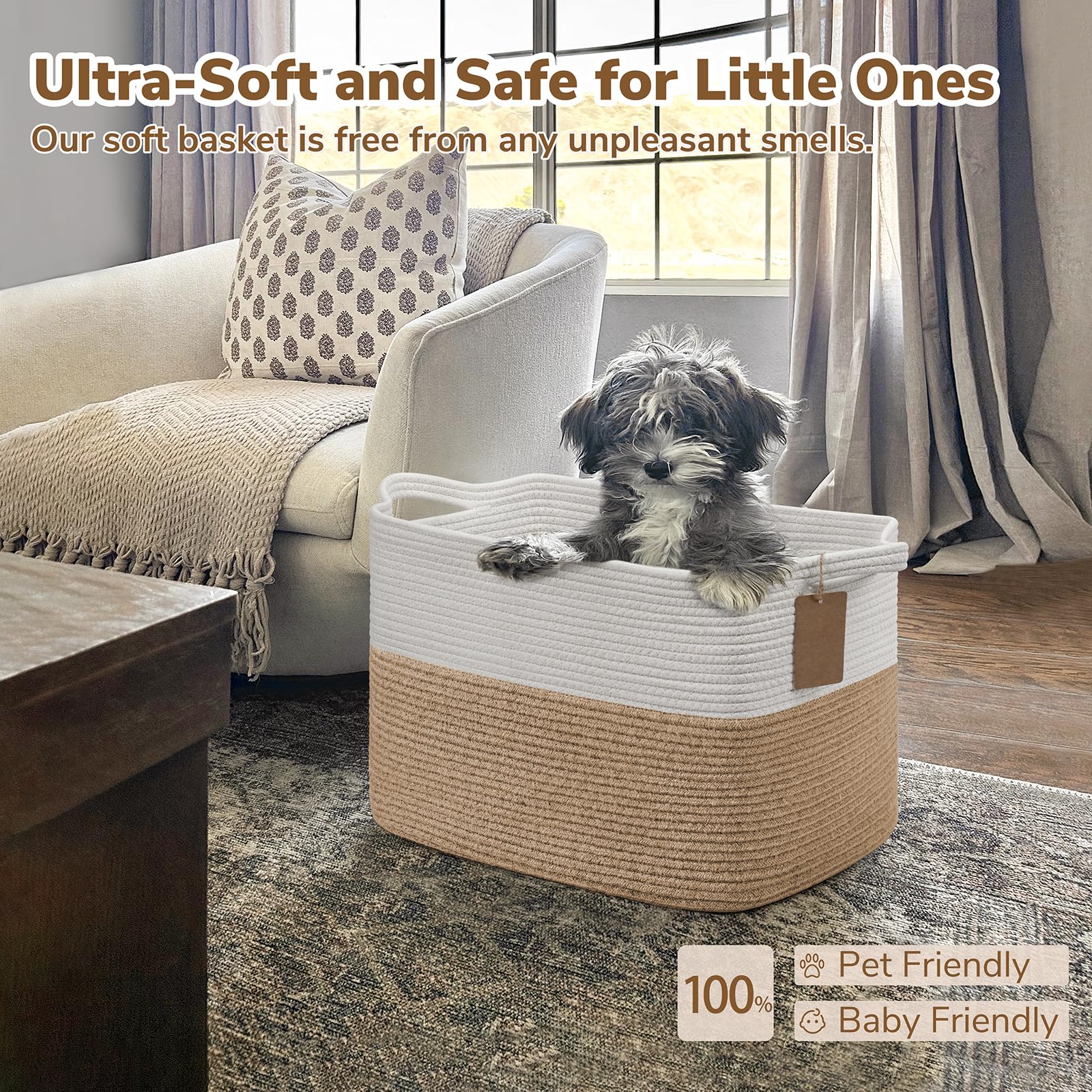 Goodpick blanket basket folds and regains shape when filled.