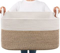 Goodpick blanket basket full view highlights spacious 75L storage for blankets, pillows, and toys.