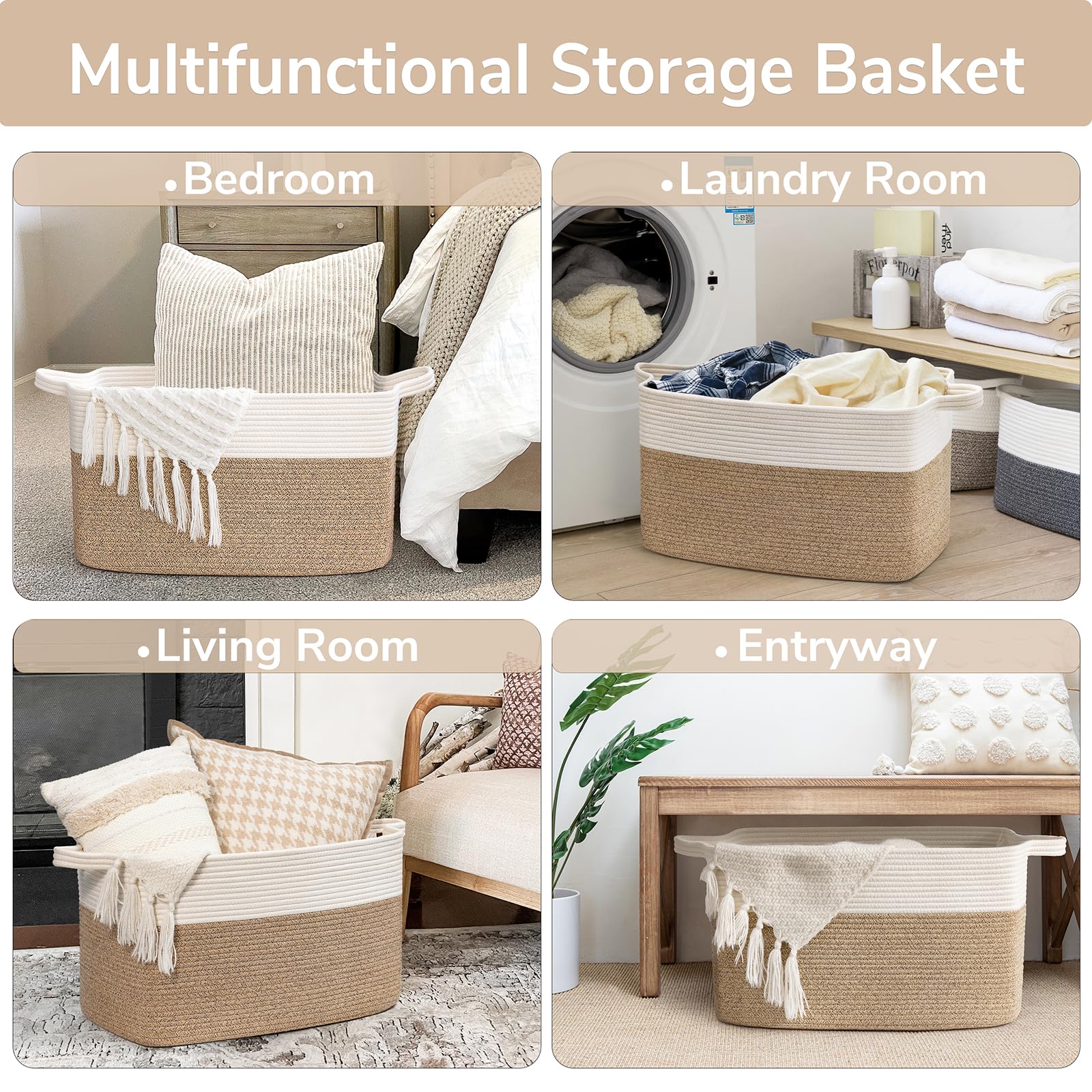 Goodpick blanket basket living room setup demonstrates practical storage with stylish contrast.