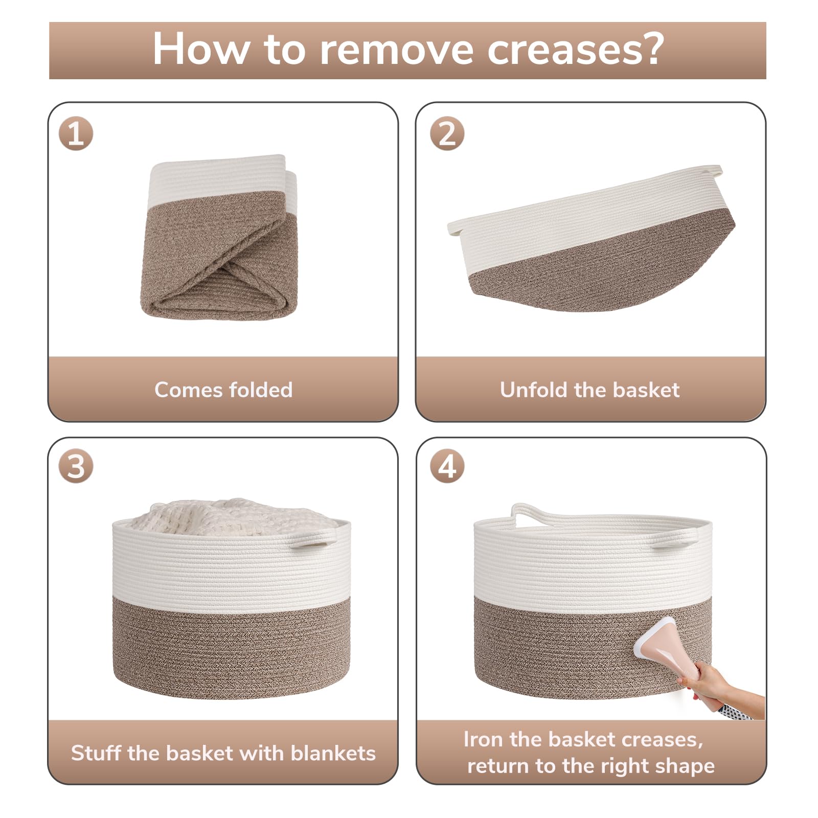 Goodpick Blanket Basket in a neutral color complements every space.