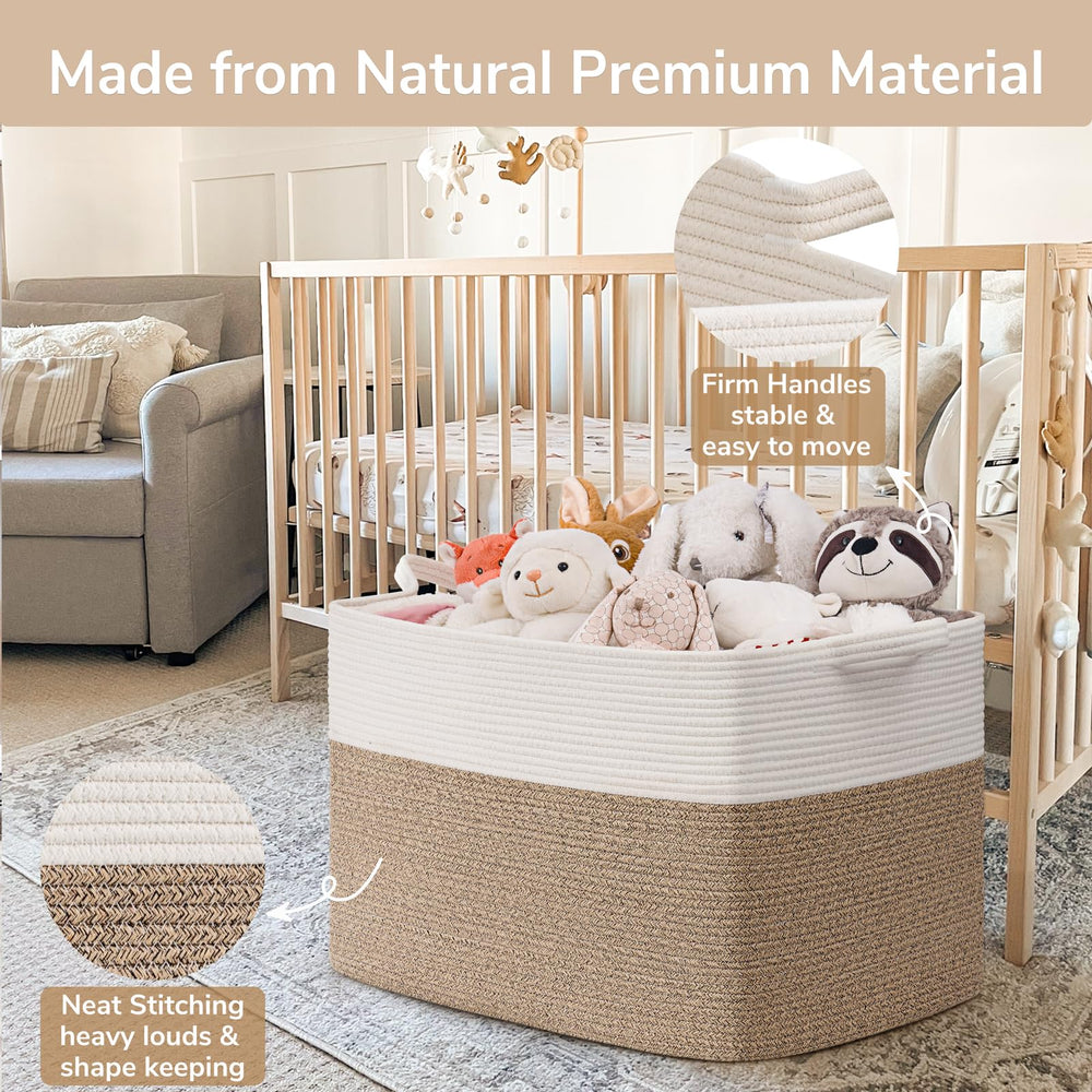 Goodpick blanket basket in nursery/bedroom setup for organization