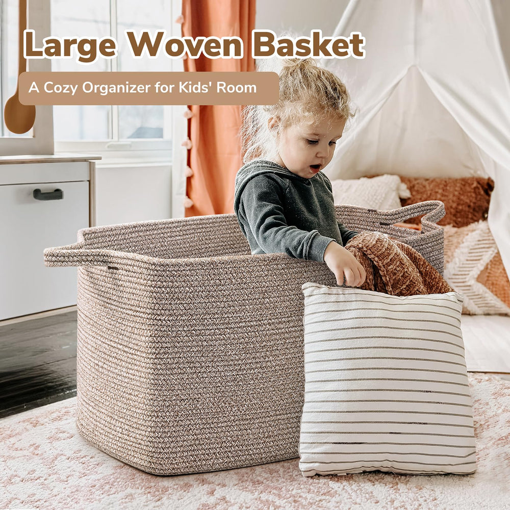 Goodpick Blanket Basket soft cotton rope emphasizes gentle touch for clothes and toys.