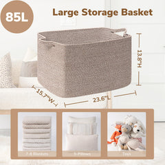Goodpick Blanket Basket with sturdy handles offers easy lifting when full.