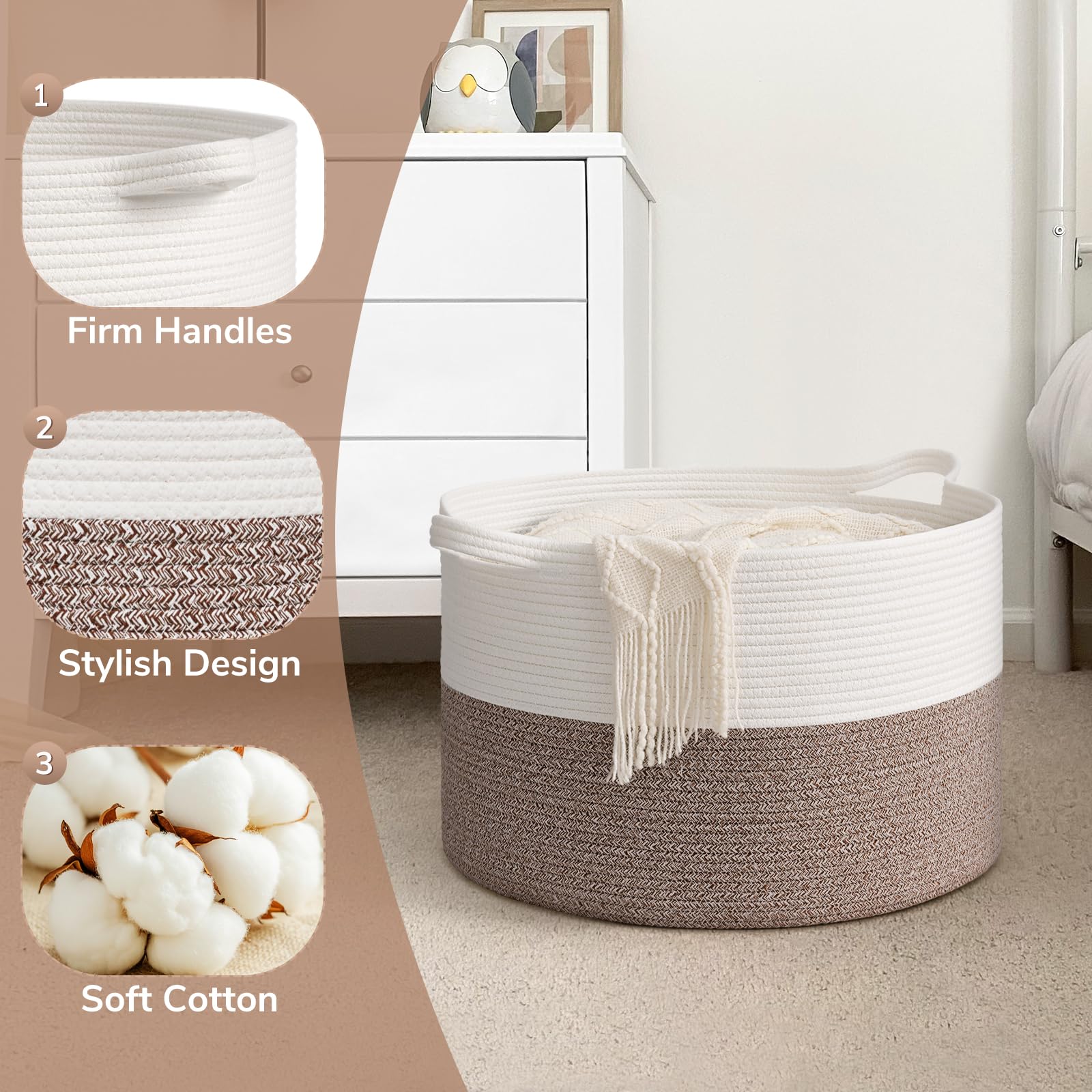 Goodpick Blanket Basket features two handles for easy carrying.