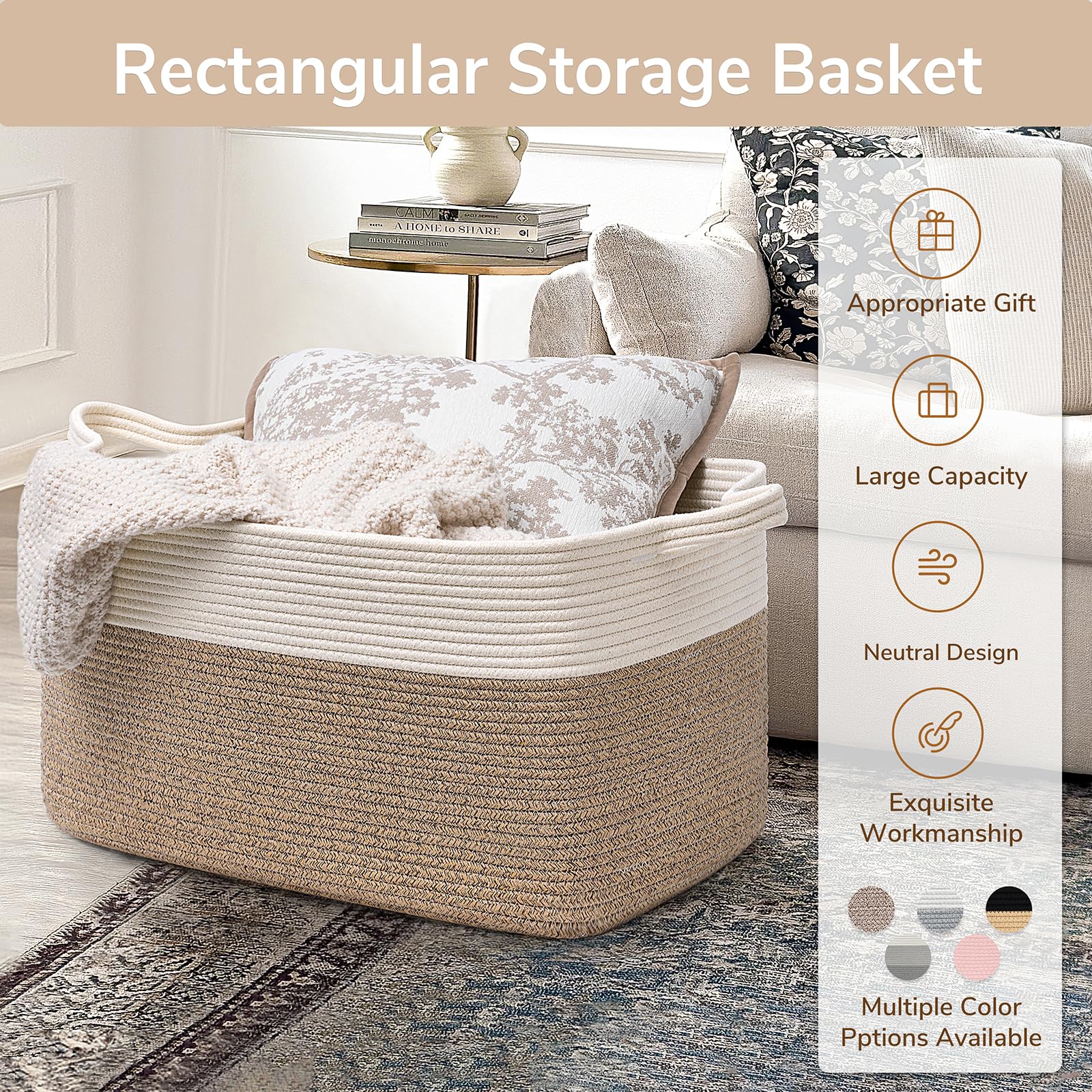 Goodpick blanket basket washing care shows easy hand or machine wash with laundry bag.