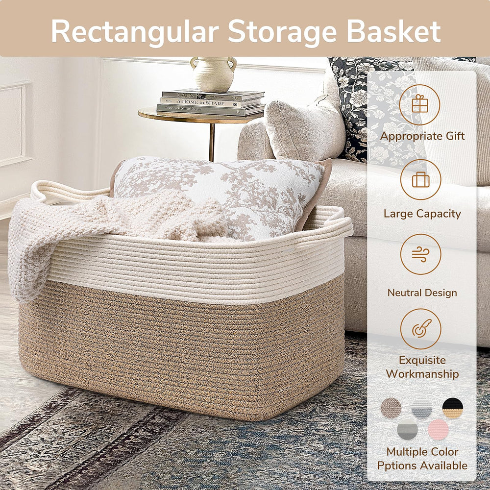 Goodpick blanket basket washing care shows easy hand or machine wash with laundry bag.