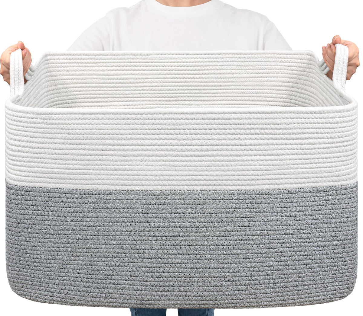 Goodpick blanket storage basket 85L with soft cotton rope keeps spaces tidy.